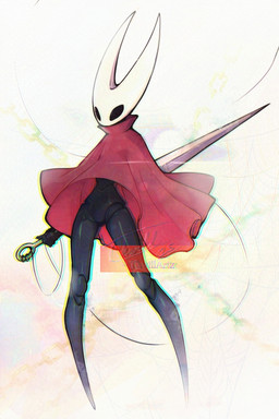 anthro black_body cloak cloak_only clothing exoskeleton female red_cloak red_clothing solo white_face thwillartz hollow_knight_(franchise) team_cherry hornet_(hollow_knight) arthropod insect 2:3 hi_res