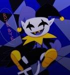 black_clothing black_hat black_headwear clothing enjoying footwear hat headgear headwear male not_furry open_mouth open_smile sharp_teeth shoes smile solo teeth yellow_clothing yellow_footwear yellow_shoes roshu39 deltarune undertale_(series) jevil_(deltarune) humanoid imp 2023 digital_drawing_(artwork) digital_media_(artwork) digital_painting_(artwork)