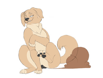 anatomically_correct anatomically_correct_genitalia anatomically_correct_vulva animal_genitalia animal_vulva bite biting_lip biting_own_lip bodily_fluids canine_genitalia canine_vulva fart fart_cloud fart_fetish female feral genitals looking_pleasured pawpads raised_leg self_bite solo sweat sweatdrop vulva el_brapitto bird_dog canid canine canis domestic_dog golden_retriever hunting_dog mammal retriever