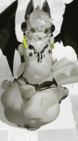 anthro bat_wings beak black_nipples bodily_fluids bulge claws clothed clothing dark_nipples ear_piercing ear_ring feathers genitals green_eyes looking_at_viewer male membrane_(anatomy) membranous_wings nipples open_beak open_mouth partially_clothed penis piercing ring_piercing saliva saliva_on_tongue simple_background solo white_body wings corvusr avian bird owl hi_res monochrome