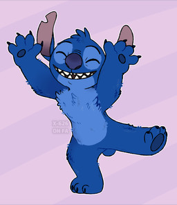 4_fingers 4_toes ambiguous_gender blue_body blue_claws blue_fur blue_nose blue_pawpads claws eyes_closed feet fingers fluffy fur grin happy head_tuft notched_ear on_one_leg outline pattern_background pawpads purple_background raised_arms raised_leg simple_background small_tail smile solo standing striped_background tail toes tuft spacegaylien disney lilo_and_stitch stitch_(lilo_and_stitch) alien experiment_(lilo_and_stitch) 2022 digital_drawing_(artwork) digital_media_(artwork) watermark male_(lore)