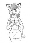 anthro breast_expansion breasts canid canine canis drugs expansion female foxey_(artist) humor joke juliet_poitrine_(character) mammal monochrome pills simple_background solo white_background wolf