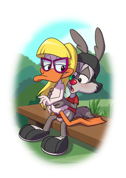 animal_genitalia animal_penis anthro avian_feet balls beak bench biped black_eyes blonde_hair blush bottomless bottomless_male canine_genitalia canine_penis chair_position clothed clothing countershade_face countershade_torso countershading day duo erection eyewear eyewear_only feathers feet female female_penetrated footwear from_behind_position fur furgonomic_headwear furgonomics genitals glasses glasses_only grey_body grey_fur hair hat headgear headwear humanoid_genitalia humanoid_vulva interspecies knot long_hair looking_pleasured male male/female male_penetrating male_penetrating_female membrane_(anatomy) nude nude_female on_bench open_mouth orange_beak outside penetration penile penile_penetration penis penis_in_vagina plant public public_sex red_clothing red_nose red_shirt red_topwear sex shirt shrub sitting sitting_on_bench toes tongue topwear vaginal vaginal_penetration vulva wearing_glasses webbed_feet white_body white_countershading white_feathers white_fur young young_anthro young_female young_male young_on_young minum tiny_toon_adventures tiny_toons_looniversity warner_brothers calamity_coyote shirley_the_loon anatid anseriform avian bird canid canine canis coyote duck mammal 2026 absurd_res hi_res adult_(lore)