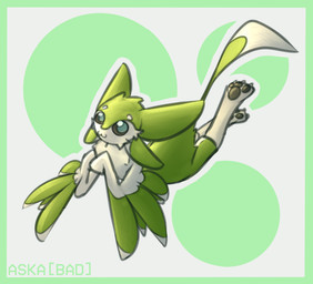 4_ears anthro biped blinking border eyewear feathers femboy fur green_body green_border green_fur lying male multi_ear nude paws pose solo three-quarter_view aserovichbad naako_piki_(dimlim) avali avian bird