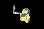 ambiguous_gender anthro biped black_background black_eyes blue_body chibi dot_eyes humanoid_hands simple_background slightly_chubby smoking solo mamenoko mario_smoking_weed nintendo pokemon pokemon_legends_arceus ralsei_smoking_blunt generation_8_pokemon hisuian_form hisuian_typhlosion pokemon_(species) regional_form_(pokemon) 2022 hi_res meme