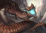 ambiguous_gender day detailed_background feral open_mouth outside scales solo teeth tongue arvalis mythology dragon mythological_creature mythological_scalie scalie 2014 digital_media_(artwork) hi_res