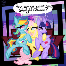 blue_body blue_eyes cutie_mark dialogue female feral group horn hypnosis hypnotic_eyes looking_at_viewer mane markings mind_control multicolored_mane multicolored_tail offscreen_character pink_eyes pink_mane pink_tail purple_body purple_eyes purple_mane purple_tail quadruped rainbow_mane rainbow_tail speech_bubble spiral spiral_eyes striped_mane striped_markings striped_tail stripes submissive submissive_female submissive_feral tail tail_markings trio wings yellow_body captainzigo friendship_is_magic hasbro my_little_pony mythology fluttershy_(mlp) rainbow_dash_(mlp) twilight_sparkle_(mlp) equid equine mammal mythological_creature mythological_equine pegasus winged_unicorn 1:1 2026 hi_res