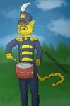 anthro band drum male musical_instrument percussion_instrument solo deanwolfwood domestic_cat felid feline felis mammal 2_frame_animation animated digital_media_(artwork) short_playtime