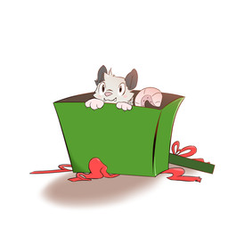 ambiguous_gender anthro blush box chibi container fangs fur gift grey_body grey_fur holidays peaking pink_nose ribbons simple_background smile solo tail teeth tentacle_tail tentacles unusual_anatomy unusual_tail keysquid christmas key_(keysquid) american_opossum mammal marsupial virginia_opossum 1:1