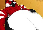 anthro belly cheek_tuft facial_tuft fluffy fluffy_chest male nipples obese overweight solo tuft pumex canid canine canis mammal wolf absurd_res hi_res