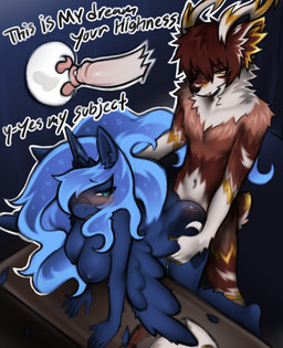 anthro female impregnation male male/female sex mega_moppa friendship_is_magic hasbro my_little_pony jeffavious princess_luna_(mlp) deer equid equine horse mammal pony hi_res