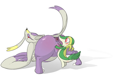 anus big_butt black_nose blush butt duo female female/female feral genitals looking_back nude open_mouth presenting presenting_hindquarters red_eyes simple_background size_difference smile spread_legs spreading vulva white_background backsash nintendo pokemon aly_(simplifypm) carmen_(simplifypm) generation_5_pokemon mienshao pokemon_(species) reptile scalie snivy 2016 digital_media_(artwork) hi_res