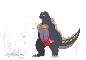 armored_vehicle big_breasts big_butt breasts building busty_feral butt cannon city claws female feral machine macro octopus_on_vulva outside ranged_weapon scales solo spikes standing starfish_(accessory) starfish_bra starfish_on_nipples tail tank_(vehicle) tracked_vehicle turret vehicle weapon frambuesast godzilla_(series) toho samantha_(frambuesast) aquatic asterozoan cephalopod coleoid echinoderm kaiju mollusk octopodiform octopus starfish absurd_res hi_res