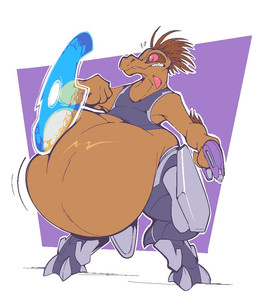 armor belly big_belly bloated body_armor bottom_heavy bottomwear brown_body brown_fur brown_skin clothing energy_shield fangs fur gun huge_belly hyper hyper_belly male pants ranged_weapon red_eyes shield shirt simple_background solo tank_top teeth topwear wardrobe_malfunction weapon wide_hips worried boot_(artist) halo_(series) microsoft xbox_game_studios alien kig-yar scalie 2021