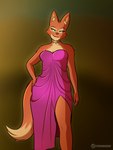 anthro clothing dress eyebrow_piercing facial_piercing female fur green_eyes hand_on_hip orange_body orange_fur piercing smug solo torgore dreamworks the_bad_guys diane_foxington canid canine fox mammal 3:4 absurd_res hi_res