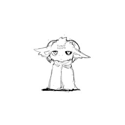 anthro black_sclera cloak clothing fur horn male serious simple_background solo white_background young young_anthro young_male moesouna_gomi mythology dragon furred_dragon furred_scalie mythological_creature mythological_scalie scalie 1:1 2026 monochrome adult_(lore)