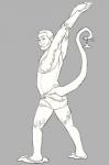 butt feet grey_background human_to_anthro long_arms male prehensile_feet prehensile_tail simple_background solo species_transformation stretching tail toes transformation hornbuckle atelid haplorhine mammal monkey new_world_monkey primate spider_monkey 2019 hi_res