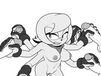 6_arms anthro clothing curly_hair female genitals gloves group hair handjob handwear kerchief male male/female multi_arm multi_limb neckerchief neckwear nude penile sex short_hair tomboy vulva wide_hips zip_the_tarantula 4chan_anon fan_character arachnid arthropod humanoid mygalomorph spider tarantula