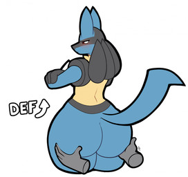 4_fingers ambiguous_gender anthro big_butt blue_body blue_fur blush butt crossed_arms directional_arrow disembodied_hand fingers fur hand_on_butt hand_spike huge_butt huge_hips humanoid_hands mouth_closed pokemorph rear_view red_eyes simple_background small_waist solo spikes spikes_(anatomy) tail text thick_thighs touching_butt white_background wide_hips digitalpelican nintendo pokemon generation_4_pokemon lucario pokemon_(species) 2025 digital_drawing_(artwork) digital_media_(artwork) english_description hi_res signature