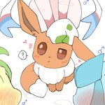 ambiguous_gender baby blush confusion eggshell female_symbol feral gender_symbol group imminent_sex male_symbol steam symbol young young_ambiguous young_feral sakaniyame nintendo pokemon eevee eeveelution generation_1_pokemon generation_4_pokemon generation_6_pokemon glaceon leafeon mammal pokemon_(species) sylveon 1:1 hi_res