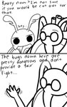 2_panel_comic ambiguous_gender antennae_(anatomy) bag black_eyes black_text dialogue duo ellipsis eyebrows eyewear fingers glasses looking_at_another motion_lines paper question_mark simple_background talking_to_another text white_background skeletorskeletonized hollow_knight team_cherry bretta_(hollow_knight) cornifer_(hollow_knight) arthropod beetle insect 2020 5:8 comic digital_media_(artwork) english_text hi_res female_(lore) male_(lore)