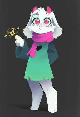 anthro clothing eyebrows eyelashes eyewear glasses heart_symbol horn male pink_eyes round_glasses scarf solo white_body miakameron deltarune undertale_(series) ralsei bovid caprine darkner goat mammal 2026 absurd_res hi_res