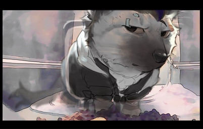 black_body black_fur clothing eyebrow_piercing facial_piercing feral fur grey_body grey_fur hair jacket looking_at_viewer male piercing solo stare topwear pu94_d1de4c arknights hypergryph mr._fresh studio_montagne spot_(arknights) hyena mammal spotted_hyena 2025 digital_media_(artwork) hi_res meme