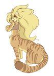 clothing female hair shirt solo topwear rosefromsin felid felid_taur mammal mammal_taur pantherine pantherine_taur taur tiger tiger_taur absurd_res hi_res