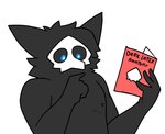 anthro black_body black_fur blue_eyes bone book fur looking_down male mask nipples nude_anthro nude_male reading reading_book skull skull_mask solo alliartist changed_(video_game) lin_(changed) canid canine canis goo_creature mammal wolf 2025 animated