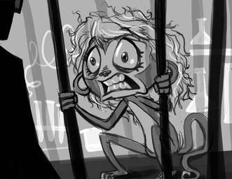 anxiety clutching crazy_eyes female feral holding_structure inside looking_at_viewer metal_bar open_mouth panicking prison scared solo wide_eyed caeledonian hasbro littlest_pet_shop littlest_pet_shop_(2012) minka_mark atelid haplorhine mammal monkey new_world_monkey primate spider_monkey 2013 digital_media_(artwork) greyscale line_art monochrome