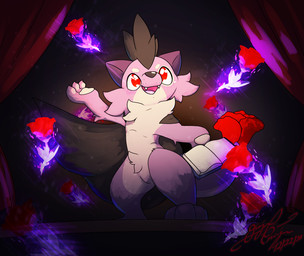 ambiguous_gender cape clothing flower magic performance plant rose_(flower) solo stage gingy_k_fox fakemon nintendo pokemon mammal ottpera