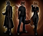 anthro blue_eyes boots bottomwear brown_eyes clothing denim denim_bottomwear denim_clothing female footwear fur gloves green_eyes grey_body grey_fur group handwear jeans looking_at_viewer male orange_body orange_fur pants red_body red_fur shoes watches dan_scarlet canid canine canis fox mammal wolf