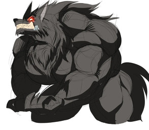 anthro big_muscles black_body black_fur female fur growth huge_muscles muscle_growth muscular muscular_anthro muscular_arms muscular_legs muscular_thighs red_eyes sharp_teeth solo teeth transformation zer0myostatin mythology road_rovers colleen_(road_rovers) canid canine mammal mythological_canine mythological_creature werecanid werecanine werecreature werewolf