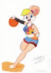 3_toes anthro ball barefoot basketball_(ball) basketball_uniform belly blonde_hair breasts clothed clothing feet female hair navel paws plantigrade scut_tail short_tail solo sport sportswear tail toes tune_squad_outfit tune_squad_outfit_(2021) uniform tirashanks_(artist) looney_tunes space_jam space_jam:_a_new_legacy warner_brothers lola_bunny hare lagomorph leporid mammal rabbit