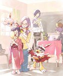 anthro asian_clothing blue_eyes brown_eyes clothing east_asian_clothing eyewear family female feral glasses group hair japanese_clothing kimono male purple_hair gdn0522 bandai_namco digimon ken_ichijouji yolei_inoue digimon_(species) hawkmon human mammal minomon poyomon wormmon