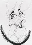 anthro clothed clothing fur simple_background smile solo white_background jaff96 disney zootopia judy_hopps lagomorph leporid mammal rabbit 2020 black_and_white hi_res monochrome sketch