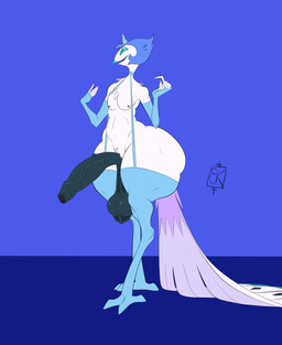 anthro armwear balls beak big_balls big_butt big_penis bridal_gauntlets butt clothed clothing crown erection feathers femboy foreskin genitals headgear huge_balls huge_butt huge_penis huge_thighs humanoid_genitalia humanoid_penis male nipple_piercing nipples penis piercing saggy_balls simple_background skimpy smile solo thick_thighs baghikat hellaverse helluva_boss andrealphus_(helluva_boss) avian avian_demon bird demon galliform peafowl phasianid absurd_res digital_media_(artwork) hi_res