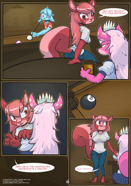 anthro billards blue_bottomwear blue_clothing blue_skirt bottomwear clothed clothing crossdressing dialogue female fur hair male pink_body pink_fur pleated_skirt skirt text ratcha mammal rodent sciurid tree_squirrel comic digital_media_(artwork) english_text hi_res multiple_scenes url brother_(lore) brother_and_sister_(lore) sibling_(lore) sister_(lore)
