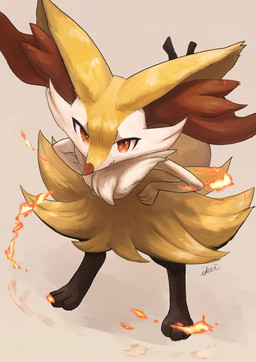 3_fingers 3_toes ambiguous_anthro ambiguous_gender anthro arm_tuft biped black_body black_fur blush blush_lines cheek_tuft chest_tuft digitigrade eyelashes facial_tuft feet fingers fire front_view fur hands_on_hips high-angle_view hip_tuft inner_ear_fluff looking_at_viewer looking_up looking_up_at_viewer mouth_closed multicolored_body multicolored_fur nude_ambiguous nude_anthro object_in_tail orange_body orange_eyes orange_fur orange_inner_ear_fluff orange_nose pointy_ears prick_ears shoulder_tuft simple_background snout solo standing stick stick_in_tail tail toes tuft white_body white_fur yellow_body yellow_fur yellow_tail ikei nintendo pokemon braixen canid generation_6_pokemon mammal pokemon_(species) 2021 digital_media_(artwork) digital_painting_(artwork) full-length_portrait hi_res painting_(artwork) portrait shaded signature