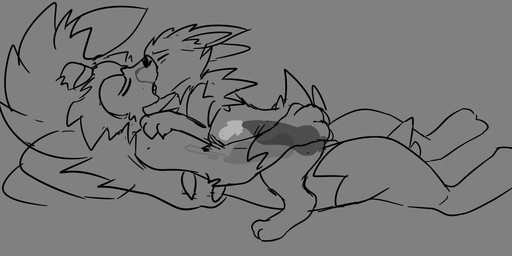 ambiguous_gender ambiguous_penetrated ambiguous_penetration animal_genitalia animal_penis anthro anthro_on_feral anthro_penetrating anthro_penetrating_feral bestiality bodily_fluids bone canine_genitalia canine_penis cum cum_inside duo ejaculation feral feral_penetrated genital_fluids genitals kissing male male/ambiguous male_penetrating male_penetrating_ambiguous penetration penis sex ajolteontrash nintendo pokemon lyx_(tuftydoggo) generation_5_pokemon generation_7_pokemon lycanroc midnight_lycanroc pokemon_(species) zoroark line_art sketch