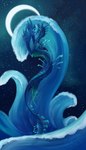 2021 absurd_res ambiguous_gender aquatic_dragon blue_body blue_scales detailed_background digital_media_(artwork) dragon feral gelangweiltertoaster hi_res marine mythological_creature mythological_scalie mythology night outside scales scalie sky solo star starry_sky tail water