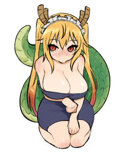 accessory black_clothing black_dress blonde_hair breasts cleavage clothed clothing dress female frilly frilly_accessory frilly_hairband green_tail hair hair_accessory hairband high-angle_view horn kneeling paw_pose pose red_eyes scales scaly_tail solo tail gurumo miss_kobayashi's_dragon_maid mythology tohru_(dragon_maid) animal_humanoid dragon dragon_humanoid humanoid mythological_creature mythological_scalie scalie hi_res