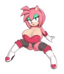2022 absurd_res accessory amy_rose anthro bedroom_eyes big_breasts boots bra breasts camel_toe cleavage clothed clothing cosplay eulipotyphlan female footwear gloves green_eyes hair hair_accessory hairband handwear hedgehog hi_res high_heeled_boots high_heels huge_breasts leotard looking_at_viewer mammal multicolored_body narrowed_eyes open_mouth pink_hair plantpenetrator seductive sega sitting solo sonic_the_hedgehog_(series) spread_legs spreading strapless_clothing strapless_leotard two_tone_body underwear