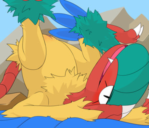 blush claws feathers feet female feral fluffy genitals presenting smile solo tail talons toes vulva winged_arms wings yellow_body yellow_feathers beautyfromabove nintendo pokemon archeops avian bird dinosaur feathered_dinosaur feathered_scalie fossil_pokemon generation_5_pokemon pokemon_(species) prehistoric_species reptile scalie absurd_res hi_res