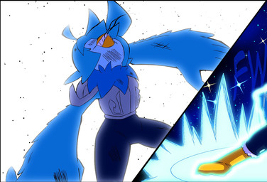 ambiguous_gender anthro armor beak biped blue_body blue_feathers blue_hair clenched_teeth clothed clothed_anthro clothing feathers hair simple_background solo teeth white_background winged_arms wings merlebirb_(artist) undertale_yellow martlet_(undertale_yellow) avian bird 2024 digital_drawing_(artwork) digital_media_(artwork) hi_res female_(lore)