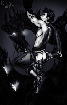 anal anal_penetration anthro big_penis black_hair blush bodily_fluids boots bottomwear butt clothed clothing cum cum_drip dripping duo ear_piercing erection footwear genital_fluids genitals glowing glowing_eyes hair horn interspecies legwear licking looking_back male male/male male_focus male_penetrated male_penetrating male_penetrating_male multi_eye multi_genitalia multi_penis muscular nipples open_mouth pants penetration penis piercing predator/prey restrained scared scarf sex shadow shirt shoes simple_background sweat teasing teeth tentacle_penetration tentacle_sex tentacles tongue tongue_out topwear torn_bottomwear torn_clothing torn_legwear torn_pants loxchi mythology anocris dragon human humanoid mammal mythological_creature mythological_scalie scalie black_and_white digital_media_(artwork) hi_res monochrome