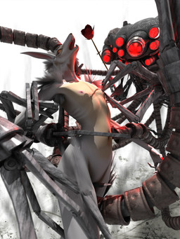 ambiguous_gender anthro anthro_on_feral armpit_hair bestiality body_hair cable claws duo featureless_crotch feral flower fur glowing glowing_eyes holding_arm holding_flower holding_object holding_rose long_ears looking_at_another machine male male/ambiguous multi_eye navel nipple_fetish nipple_pinch nipple_play nipples nude_anthro nude_male open_mouth pinch pink_nipples plant red_eyes rose_(flower) simple_background tentacles white_background white_body white_fur deino_(artist) deino_(modeler) the_matrix bani-sama_(deino) lagomorph leporid mammal rabbit robot robot_feral sentinel_(the_matrix) 2008 3:4 3d_(artwork) autodesk_3ds_max_(artwork) digital_media_(artwork) hi_res