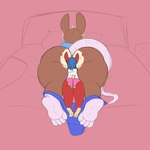 anthro bed butt face_in_ass feet female furniture heart_symbol larger_male male male/female size_difference smaller_female soles toes jigglyjuggle contextual_(jigglyjuggle) jiggly_juggle_(oc) 1:1 sketch