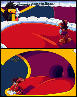 3_toes 4_fingers anthro big_feet big_tongue cartoon_gloves duo feet fingers inside_mouth male male/male mawplay micro open_mouth paws red_tongue soft_vore text toes tongue uvula vore marquis2007 roderick_(tamerkoh) zak_(marquis2007) avian bird corvid corvus_(genus) crow lagomorph leporid mammal oscine passerine rabbit absurd_res alpha_channel comic english_text hi_res