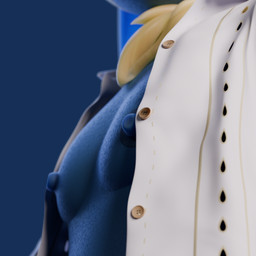 anthro blue_body blue_fur blue_hair bottomless breasts close-up clothed clothing collared_shirt dress_shirt female fur hair nipples shirt shirt_only simple_background small_breasts solo topwear topwear_only transparent_background unbuttoned_shirt white_clothing white_shirt white_topwear yellow_body yellow_fur fiopon mollis arthropod insect lepidopteran moth 1:1 3d_(artwork) absurd_res alpha_channel blender_(artwork) blender_cycles_(artwork) digital_media_(artwork) hi_res
